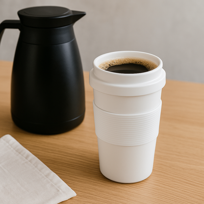 Copo de RPET 400 ml, Cor: Branco. Foto 3 do produto.