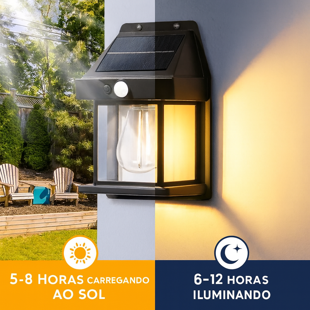 Lâmpada solar de parede com sensor. Foto 4 do produto.