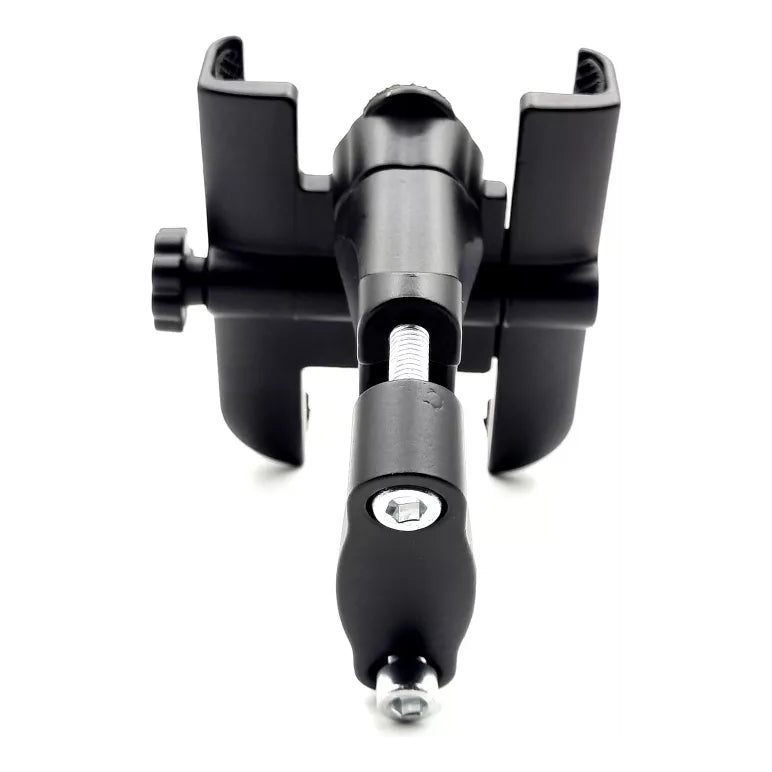 Suporte de celular preto em alumínio, ajustável e com giro de 360 graus, para moto e bike — vista 4