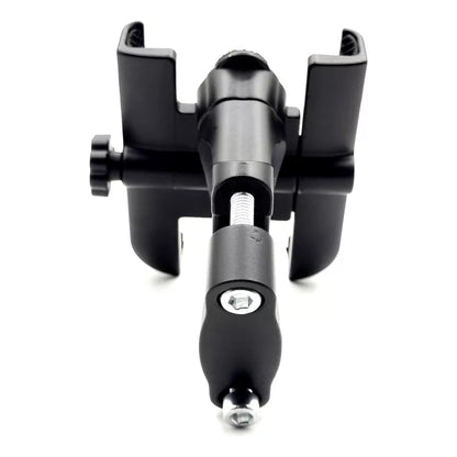 Suporte de celular preto em alumínio, ajustável e com giro de 360 graus, para moto e bike — vista 4