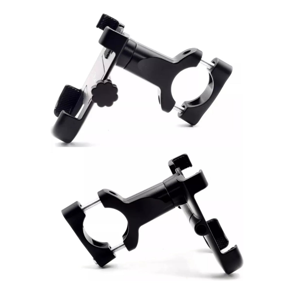 Suporte de celular preto em alumínio, ajustável e com giro de 360 graus, para moto e bike — vista 3