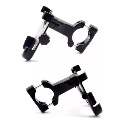 Suporte de celular preto em alumínio, ajustável e com giro de 360 graus, para moto e bike — vista 3