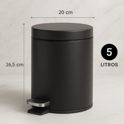 Lixeira para banheiro Powermaid matte preta de 5 L com pedal