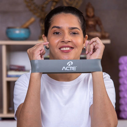 Kit com 3 mini bands Acte T71-R nas cores cinza, roxa e rosa — vista 5
