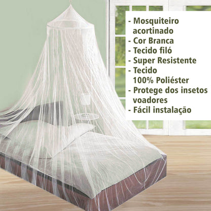 Mosquiteiro cortinado de teto branco para cama de casal, com 280 cm de altura — vista 4