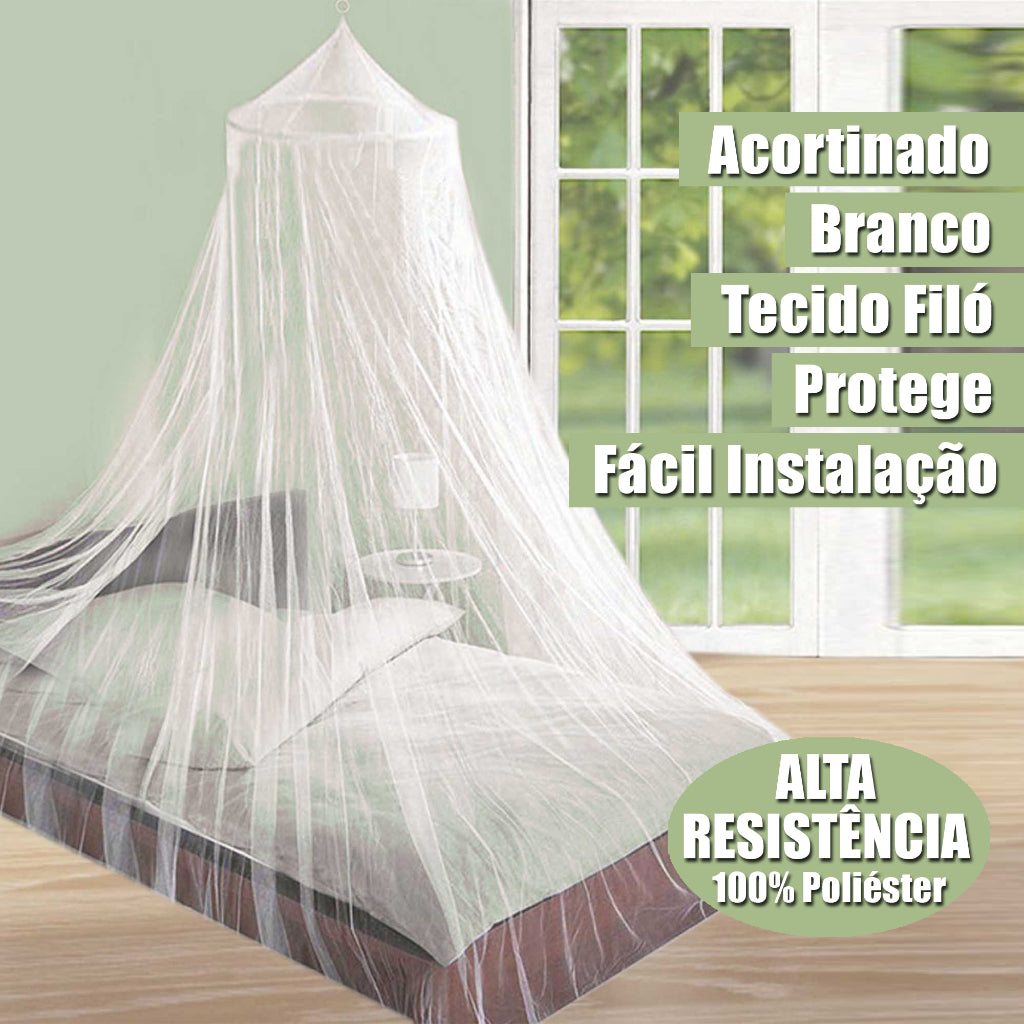 Mosquiteiro cortinado de teto branco para cama de casal, com 280 cm de altura — vista 2