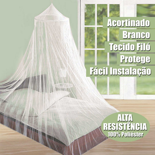 Mosquiteiro cortinado de teto branco para cama de casal, com 280 cm de altura — vista 2