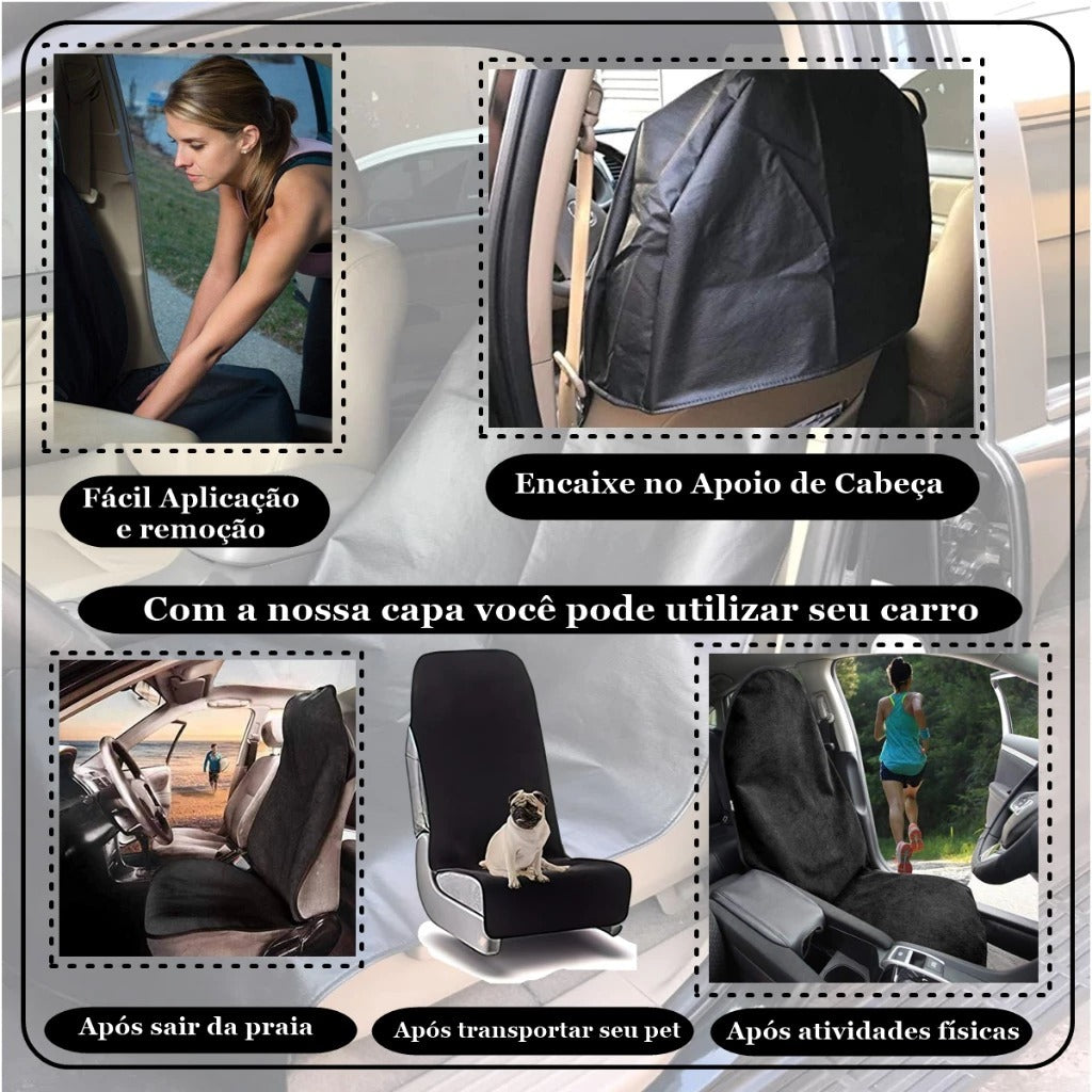 Capa preta impermeável para banco dianteiro de carro — vista 3