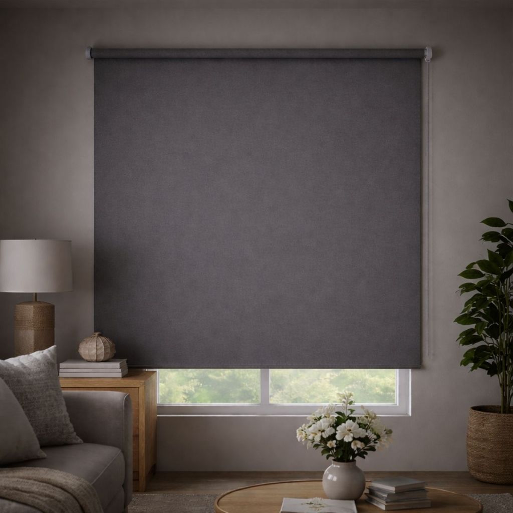 Persiana de rolo blackout cinza na variante exata de 1 x 1 m — vista 4