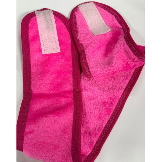 Faixa de cabelo atoalhada pink ajustável com velcro — vista 2