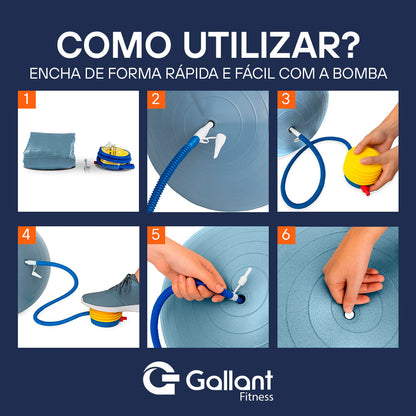 Instruções de enchimento da bola de Pilates Gallant com a bomba inclusa