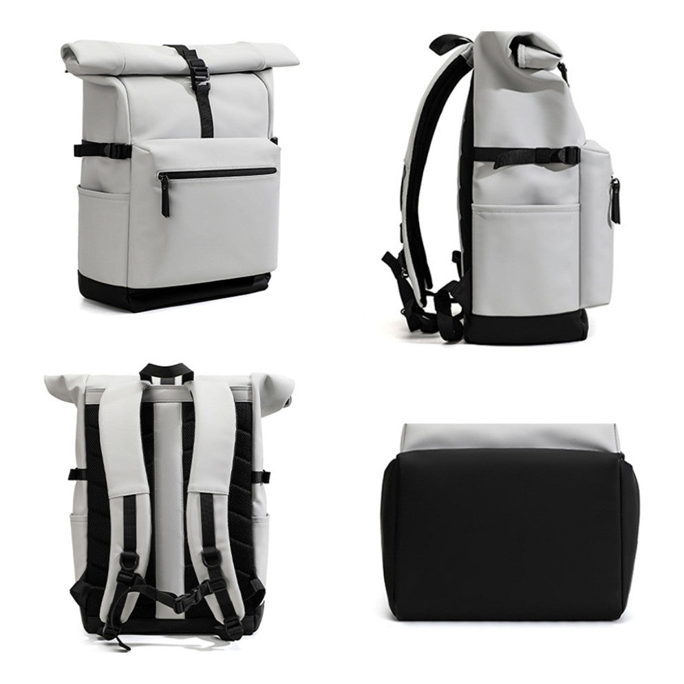 Mochila impermeável roll-top branca e cinza, variante de 15,6 pol. — vista 2