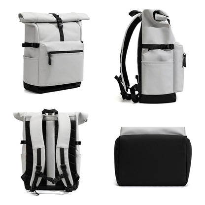 Mochila impermeável roll-top branca e cinza, variante de 15,6 pol. — vista 2