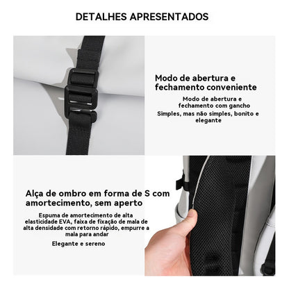 Mochila impermeável roll-top branca e cinza, variante de 15,6 pol. — vista 4