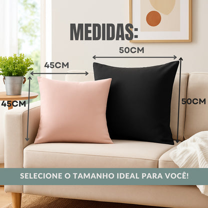 Kit com 4 almofadas decorativas blush/pêssego para sofá, tamanho 45 x 45 cm