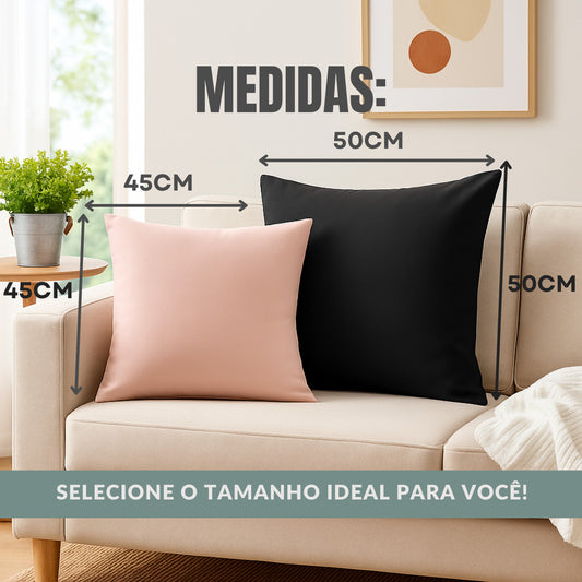 Kit com 4 almofadas decorativas blush/pêssego para sofá, tamanho 45 x 45 cm