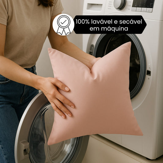 Kit com 4 almofadas decorativas blush/pêssego para sofá, tamanho 45 x 45 cm — vista 2