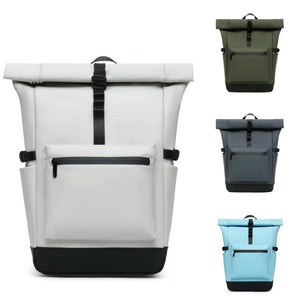 Mochila impermeável roll-top branca e cinza, variante de 15,6 pol.