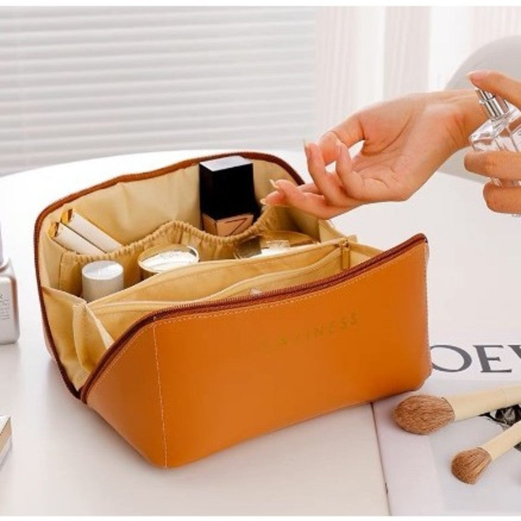 Nécessaire feminina XG90 na cor caramelo para maquiagem e cosméticos — vista 3